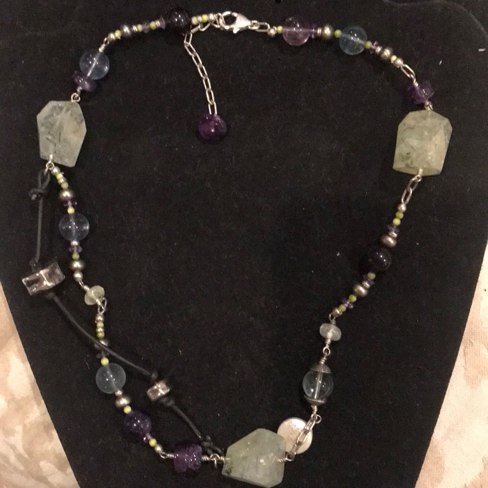 .925 Sterling Silver necklace with natural stones